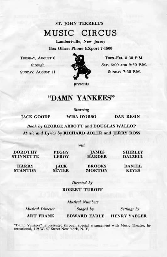 'Damn Yankees' 1963 playbill, page 3