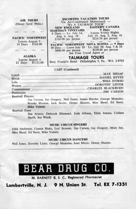 'Damn Yankees' 1963 playbill, page 5