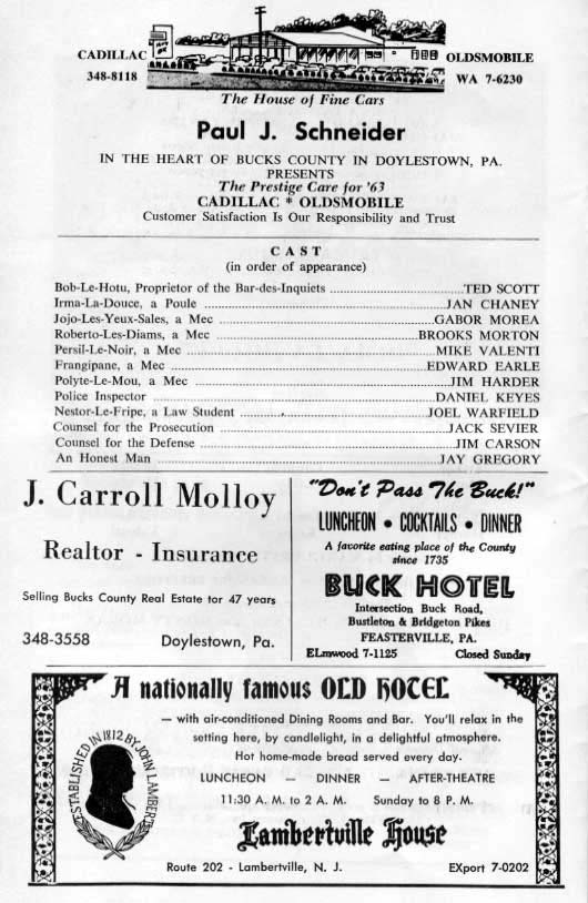 'Irma La Douce' 1963 playbill, page 4