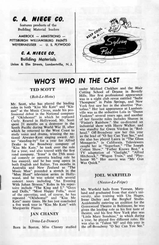 'Irma La Douce' 1963 playbill, page 9