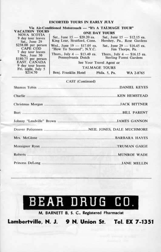 'The Unsinkable Molly Brownl' 1963 playbill, page 5