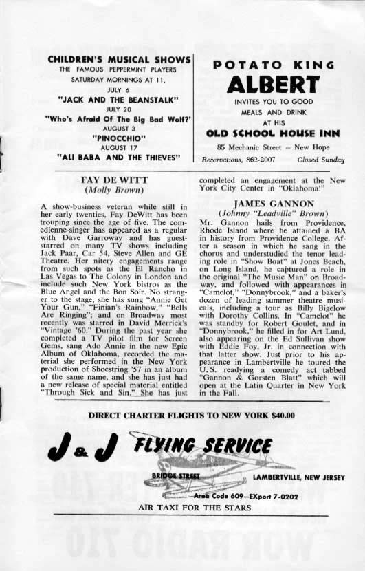'The Unsinkable Molly Brownl' 1963 playbill, page 9