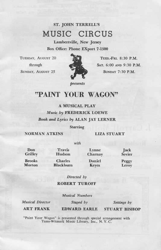 'Paint Your Wagon' 1963 playbill, page 2