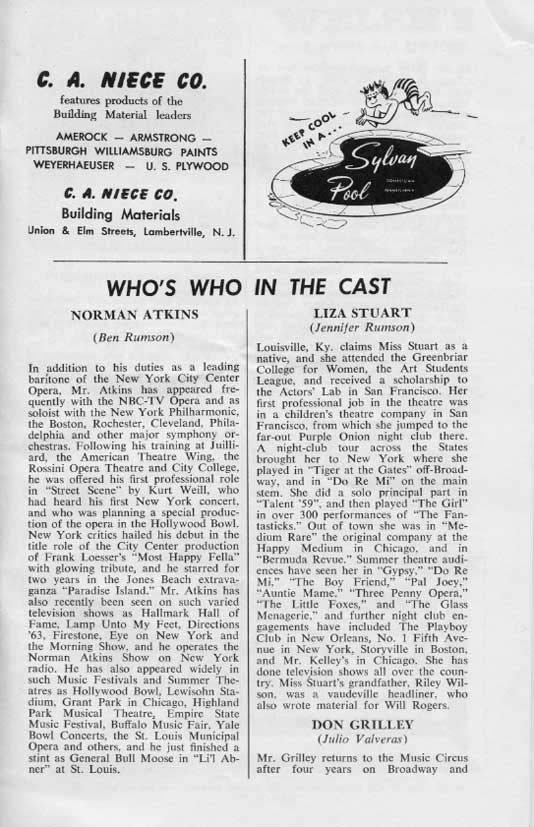 'Paint Your Wagon' 1963 playbill, page 8
