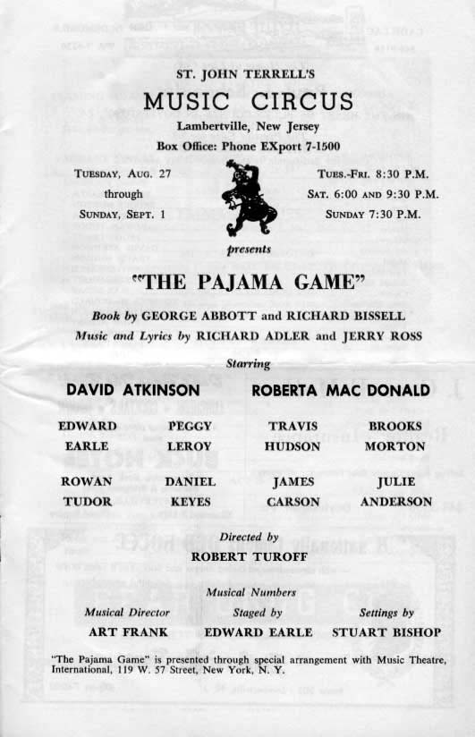 'The Pajama Game' 1963 playbill, page 3