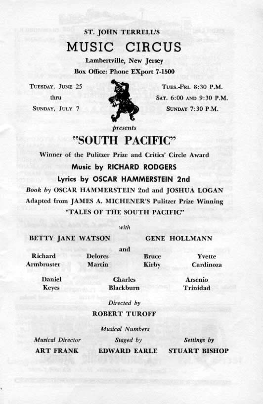 'South Pacific' 1963 playbill, page 3