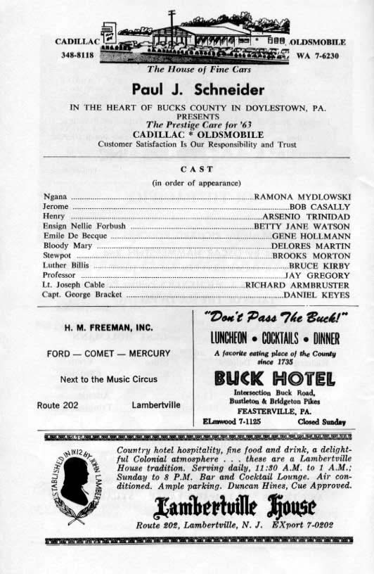 'South Pacific' 1963 playbill, page 4