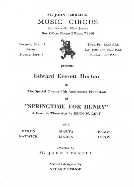 'Springtime for Henry' 1963 playbill, page 3
