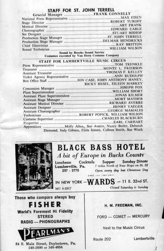 'The Student Prince' 1963 playbill, page 15