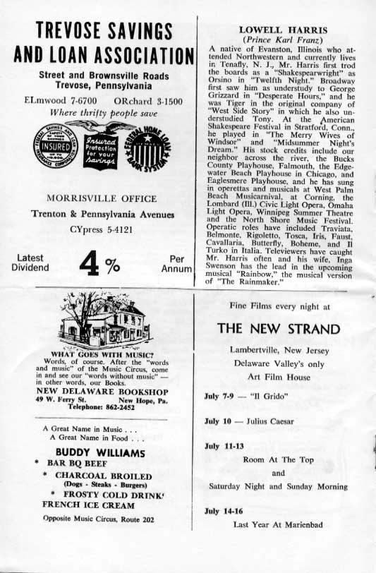 'The Student Prince' 1963 playbill, page 8
