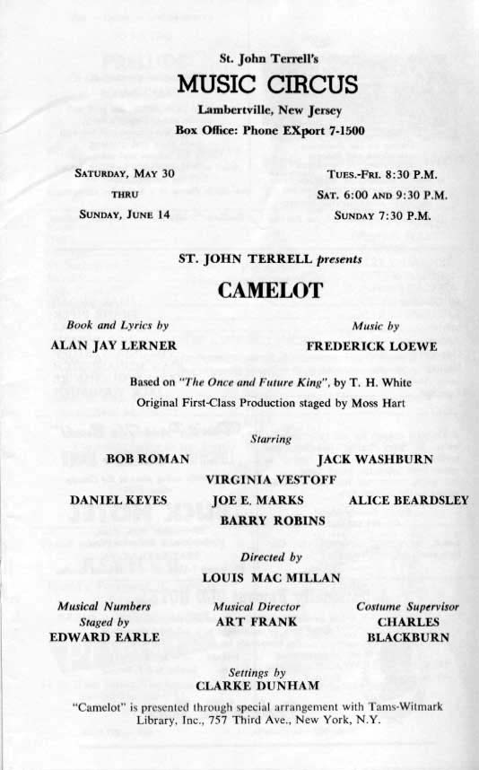 'Camelot' 1964 playbill, page 3