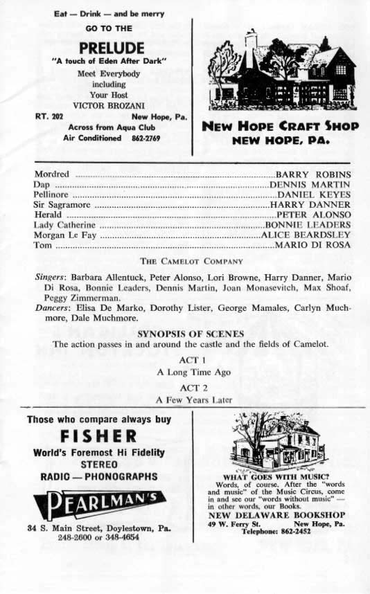 'Camelot' 1964 playbill, page 5