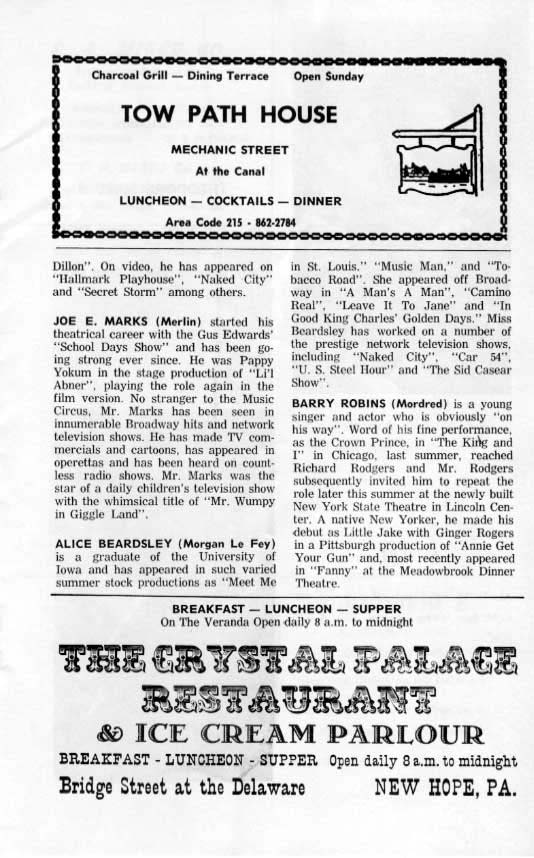 'Camelot' 1964 playbill, page 7
