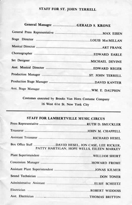 'Show Boat' 1964 playbill, page 14