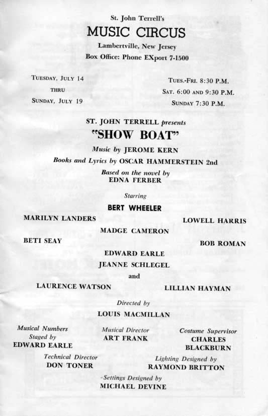 'Show Boat' 1964 playbill, page 2