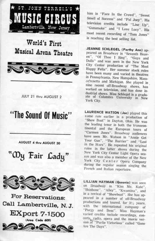 'Show Boat' 1964 playbill, page 9