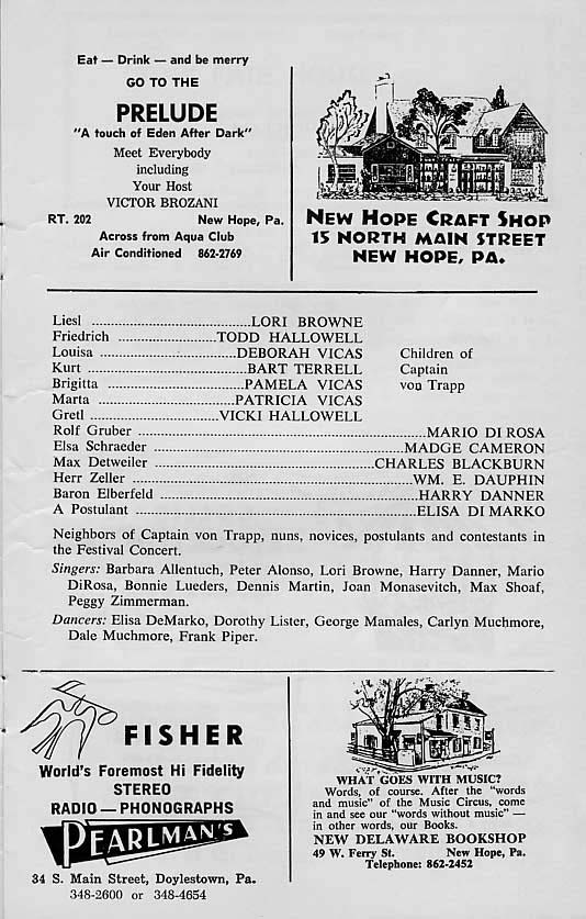 'The Sound of Music' 1964 playbill, page 4