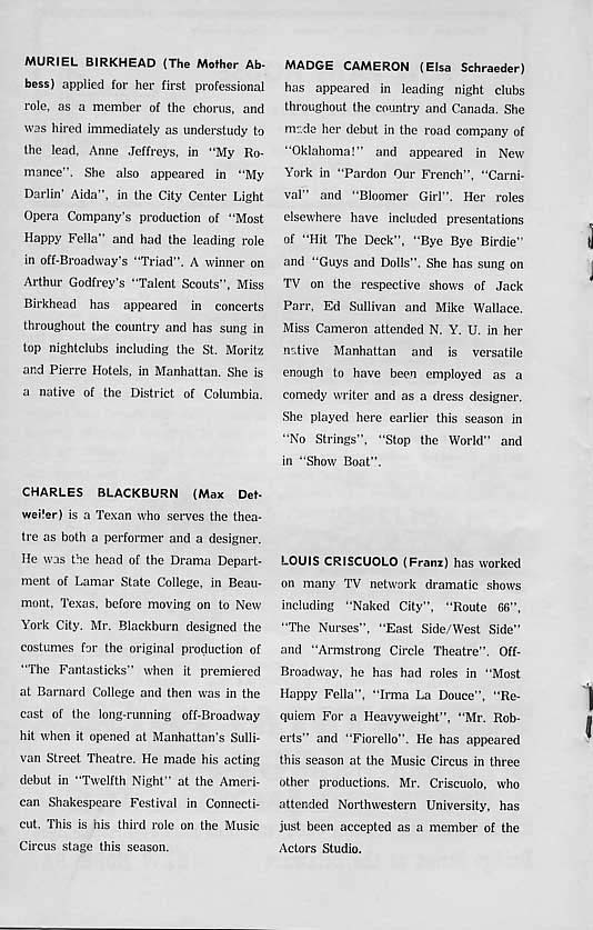 'The Sound of Music' 1964 playbill, page 7
