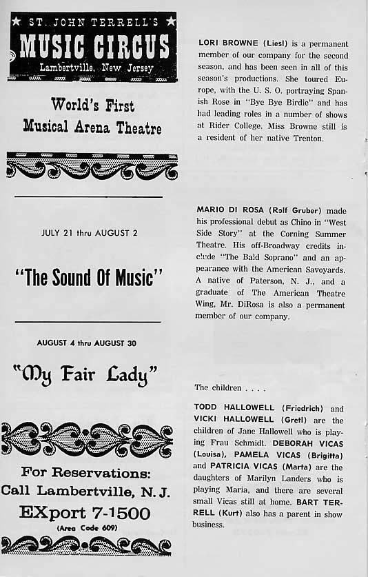 'The Sound of Music' 1964 playbill, page 8