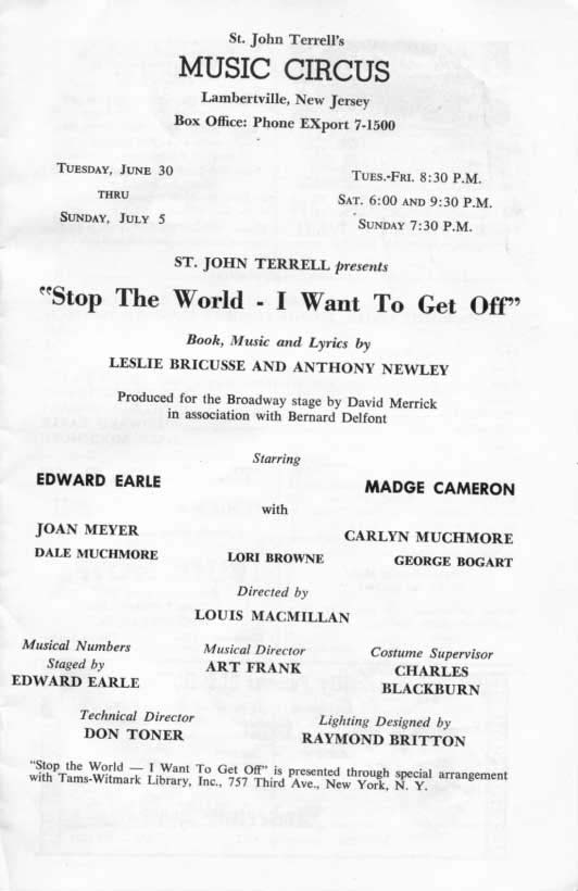 'Stop the World, I Want to Get Off' 1964 playbill, page 2