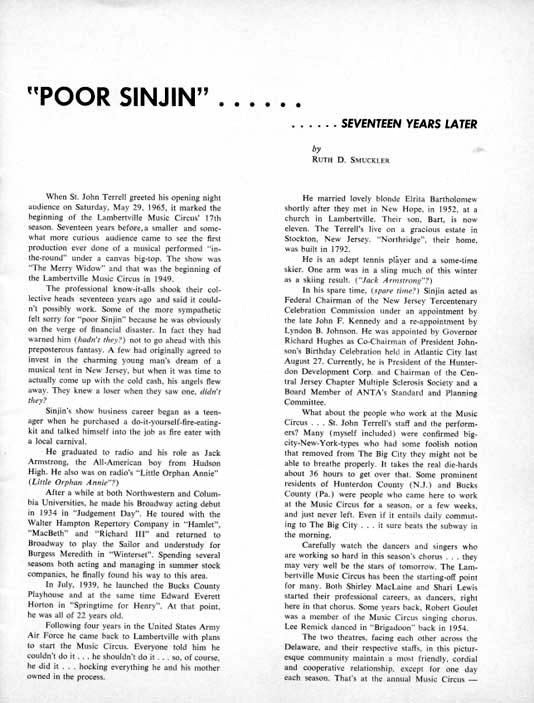 1965 Music Circus Season Souvenir Program, page 1