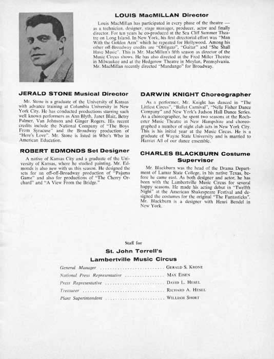 1965 Music Circus Season Souvenir Program, page 3