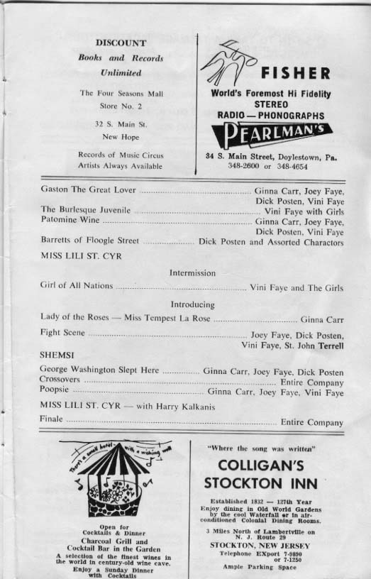 'Burlesque...At It's Best' 1966 playbill, page 4