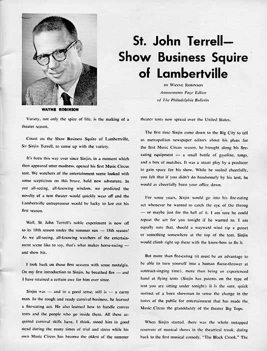 1966 Music Circus Season Souvenir Program, page 1
