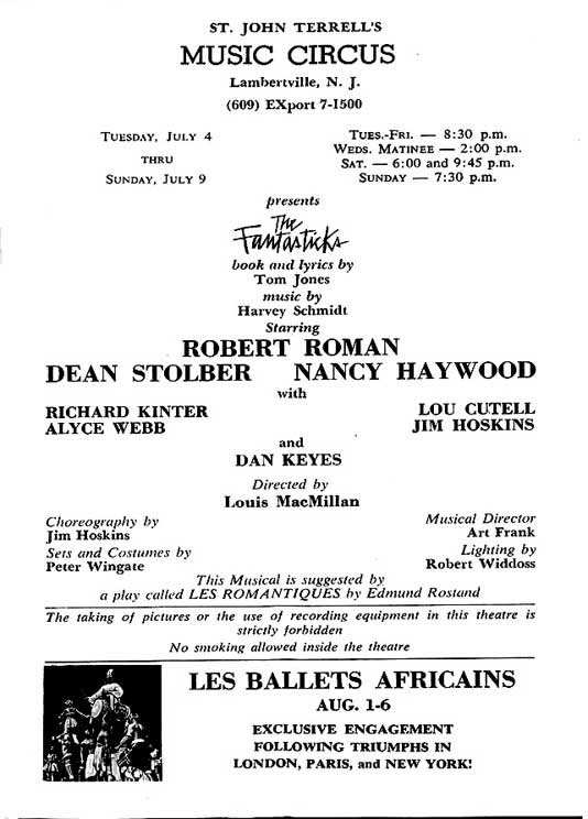 'The Fantasticks' 1967 playbill, page 2