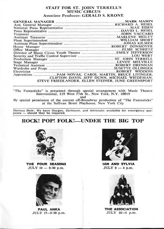 'The Fantasticks' 1967 playbill, page 6