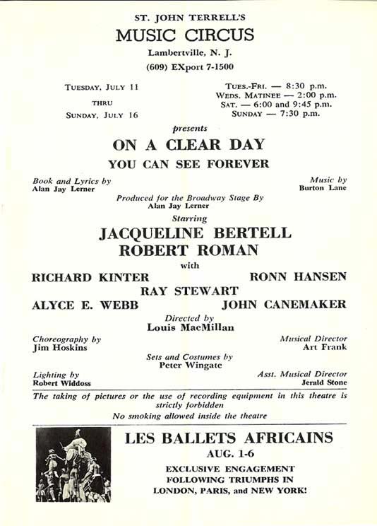 On a Clear Day You Can See Forever' 1967 playbill, page 2