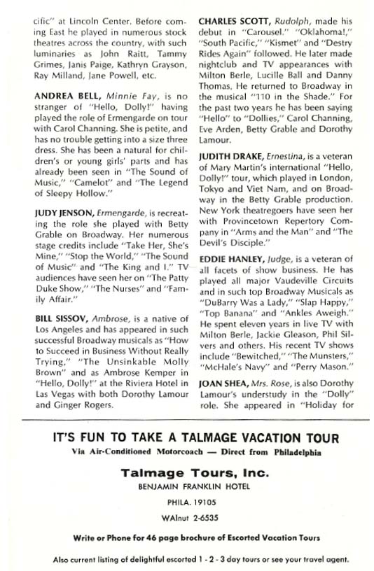 Hello Dolly!' 1966 playbill, page 11