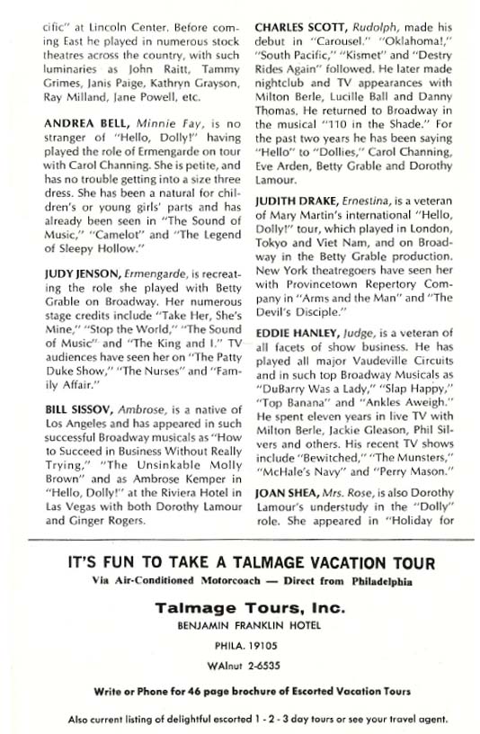 Hello Dolly!' 1966 playbill, page 11
