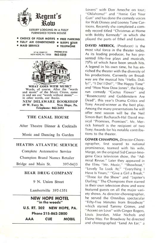 Hello Dolly!' 1966 playbill, page12 