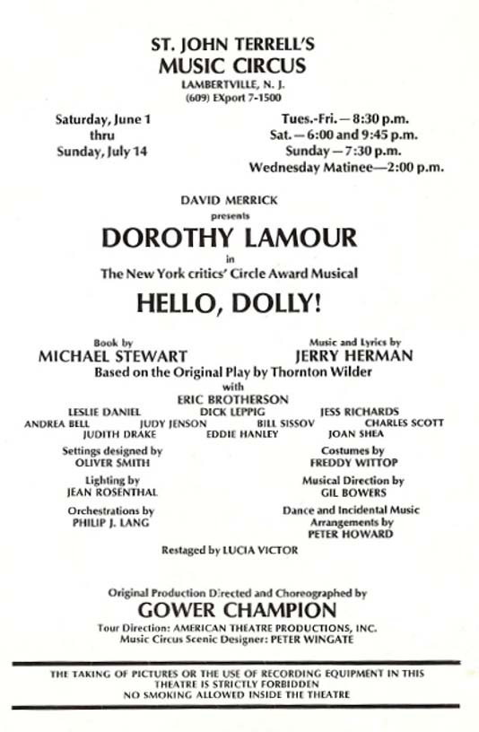 Hello Dolly!' 1966 playbill, page 3