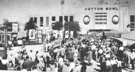 People entering the Cotton Bowl Stadium