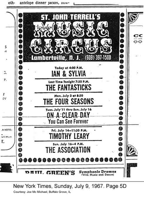 New York Times Music Circus Ad - July 9, 1967