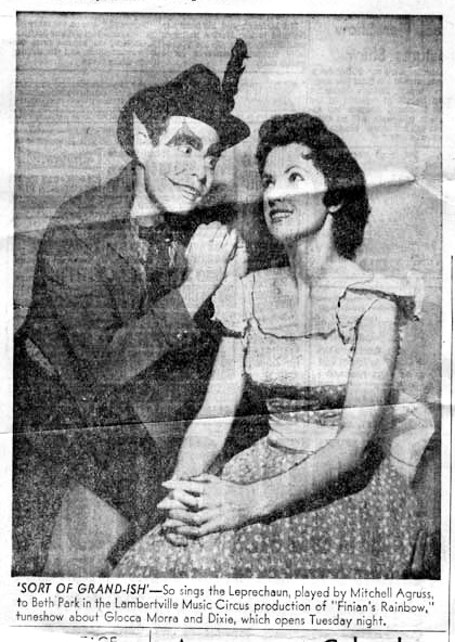 Philadelphia Inquirer clipping photo of 'Fininan's Rainbow' stars, Mitchell Agruss and Beth Park
