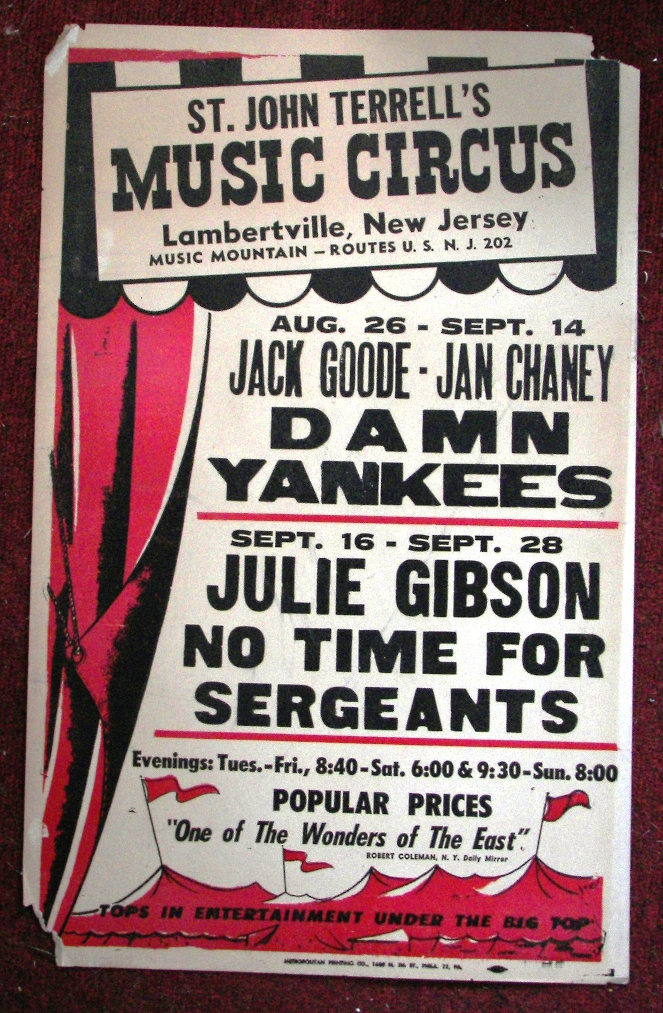 Poster for 1958 Production of 'Damn Yankees'