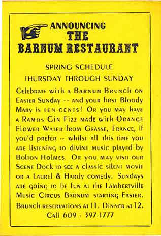 Flier advertising Barnum Spring Schedule