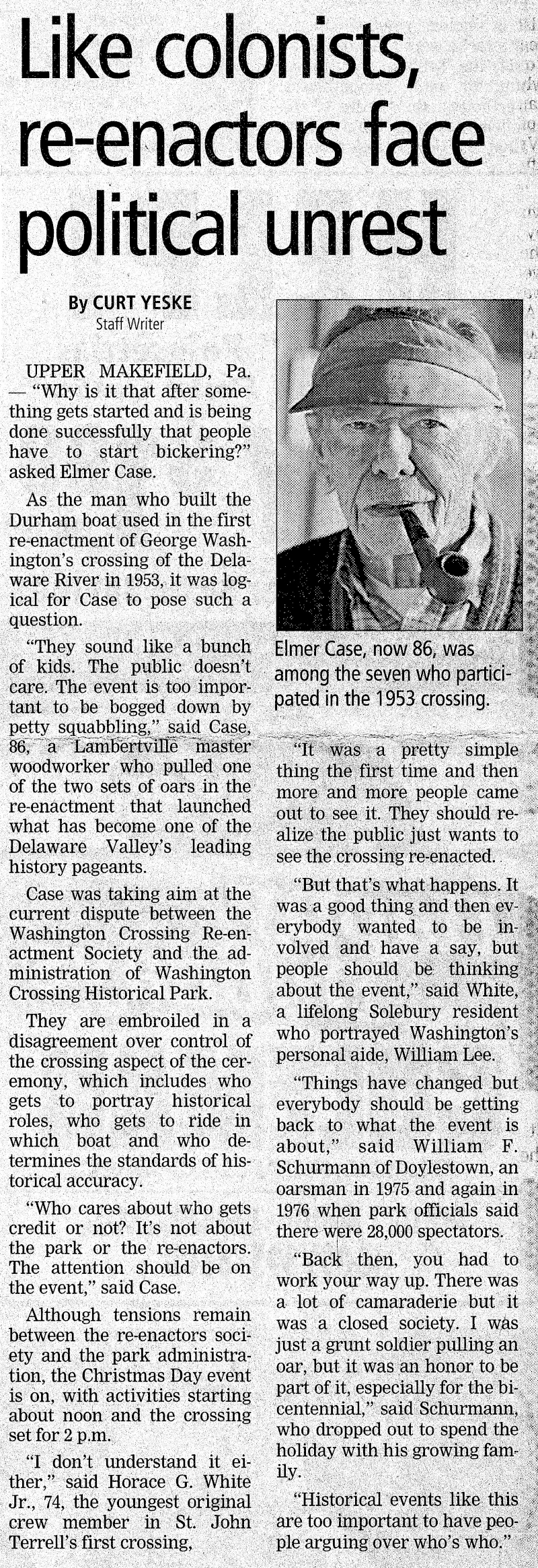 Article about Elmer Case in the Trenton Times