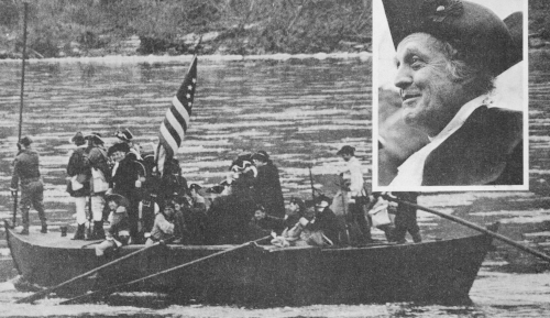 St. John Terrell as George Washington and his men in their Durham boat.